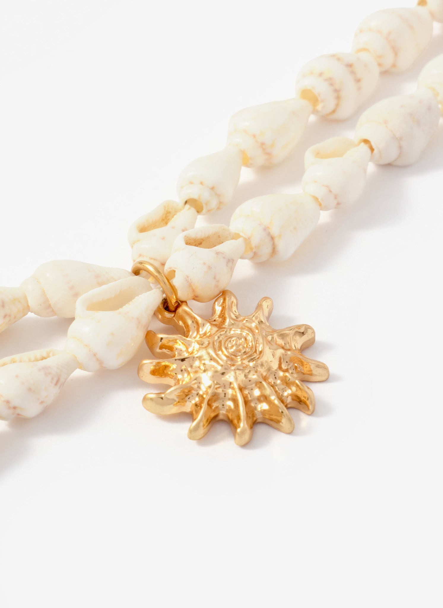 Gold Tone Shell Double Layered Charm Bracelet