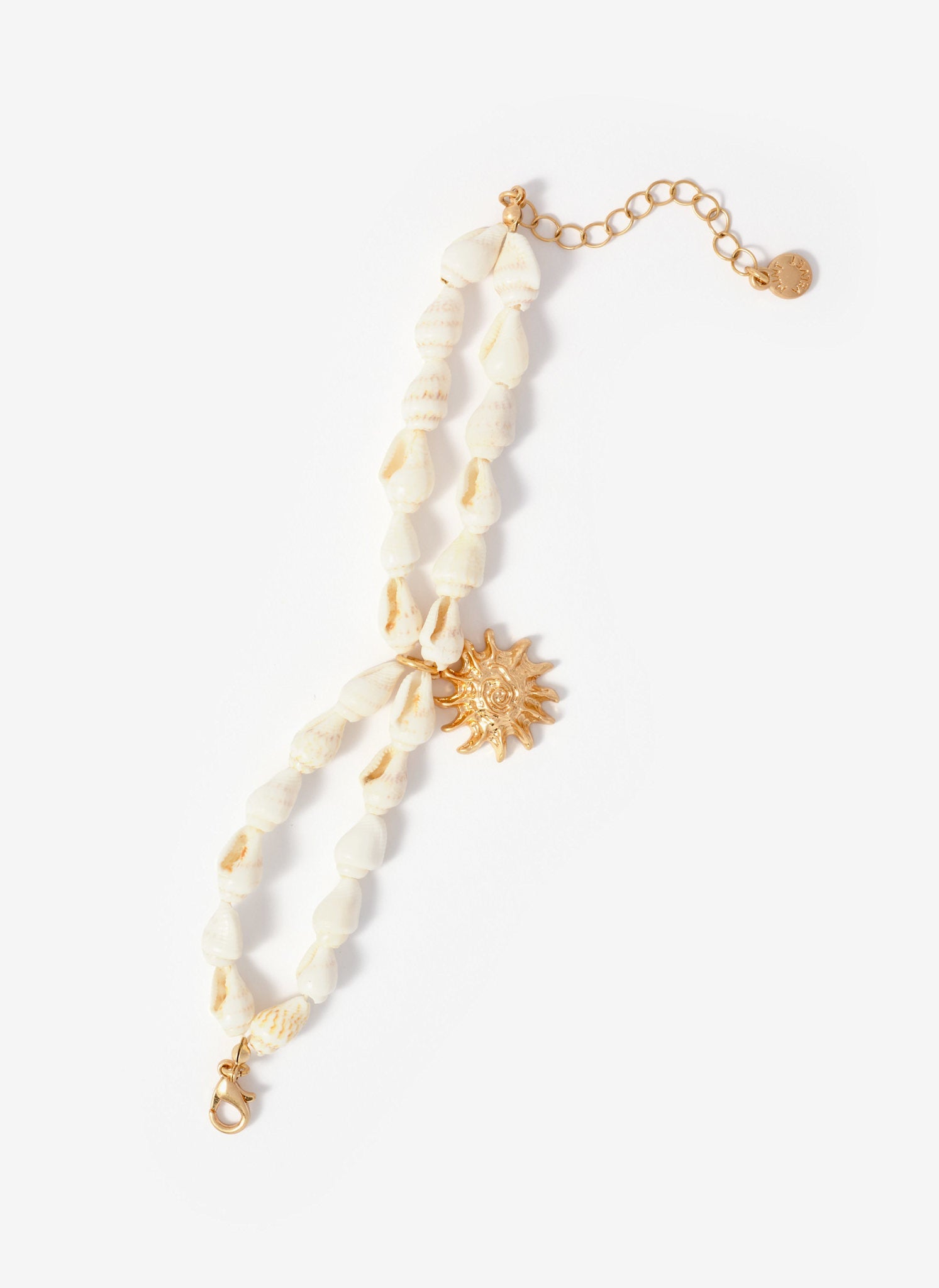 Gold Tone Shell Double Layered Charm Bracelet