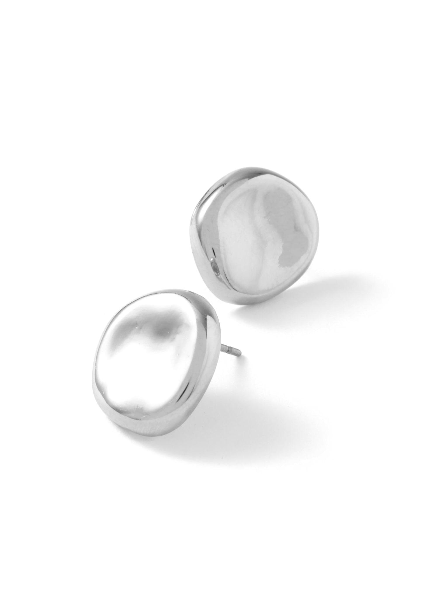 Silver Tone Shiny Stud Earrings