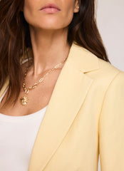Yellow Linen Blend Short Sleeve Blazer