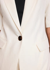 Cream Linen Blend Short Sleeve Blazer