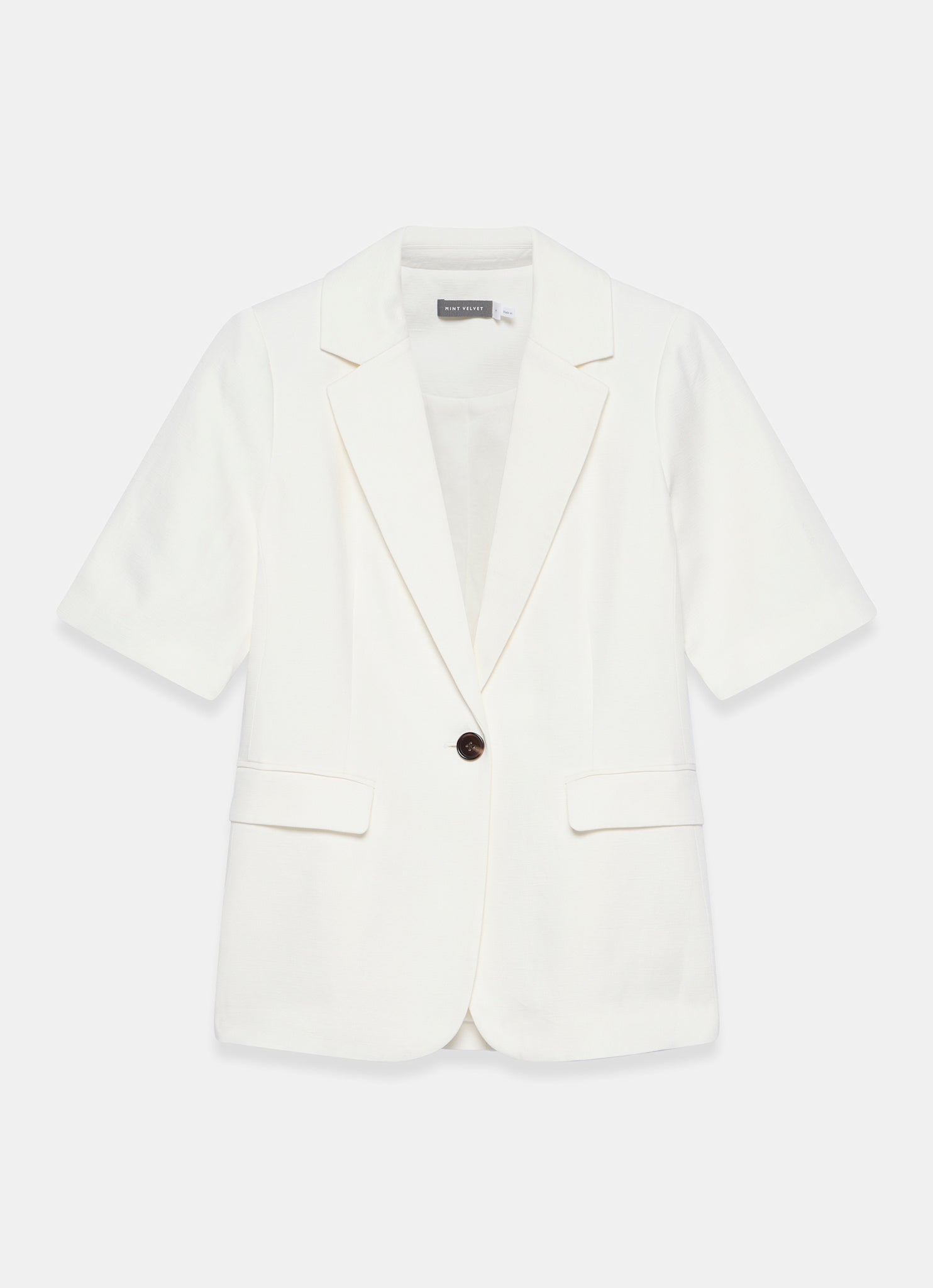 Cream Linen Blend Short Sleeve Blazer