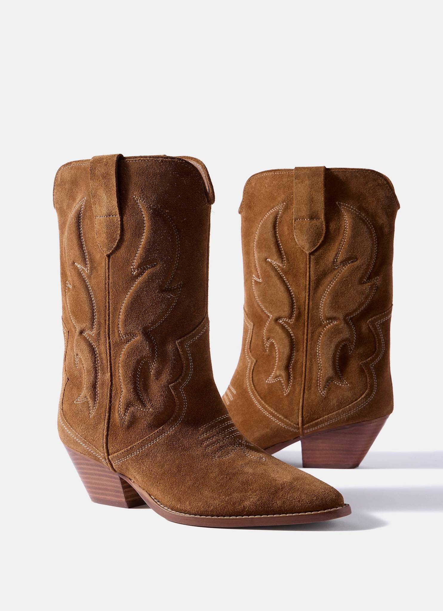 Sierra Tan Suede Cowboy Boots