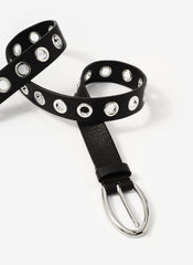 Black Leather Eyelet Belt