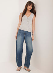 Silver Knit Asymmetric Waistcoat