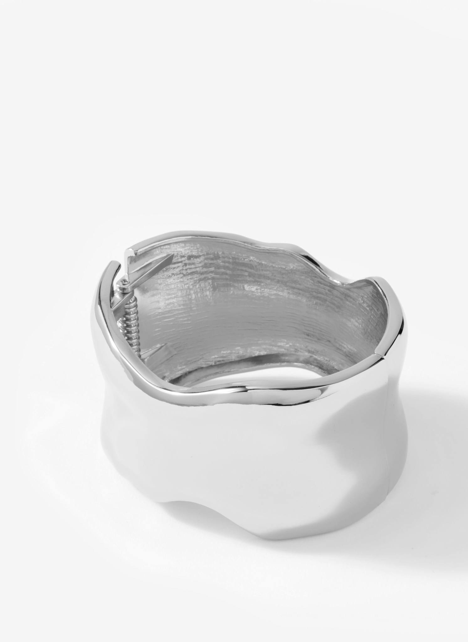 Silver Tone Clean Wave Bangle