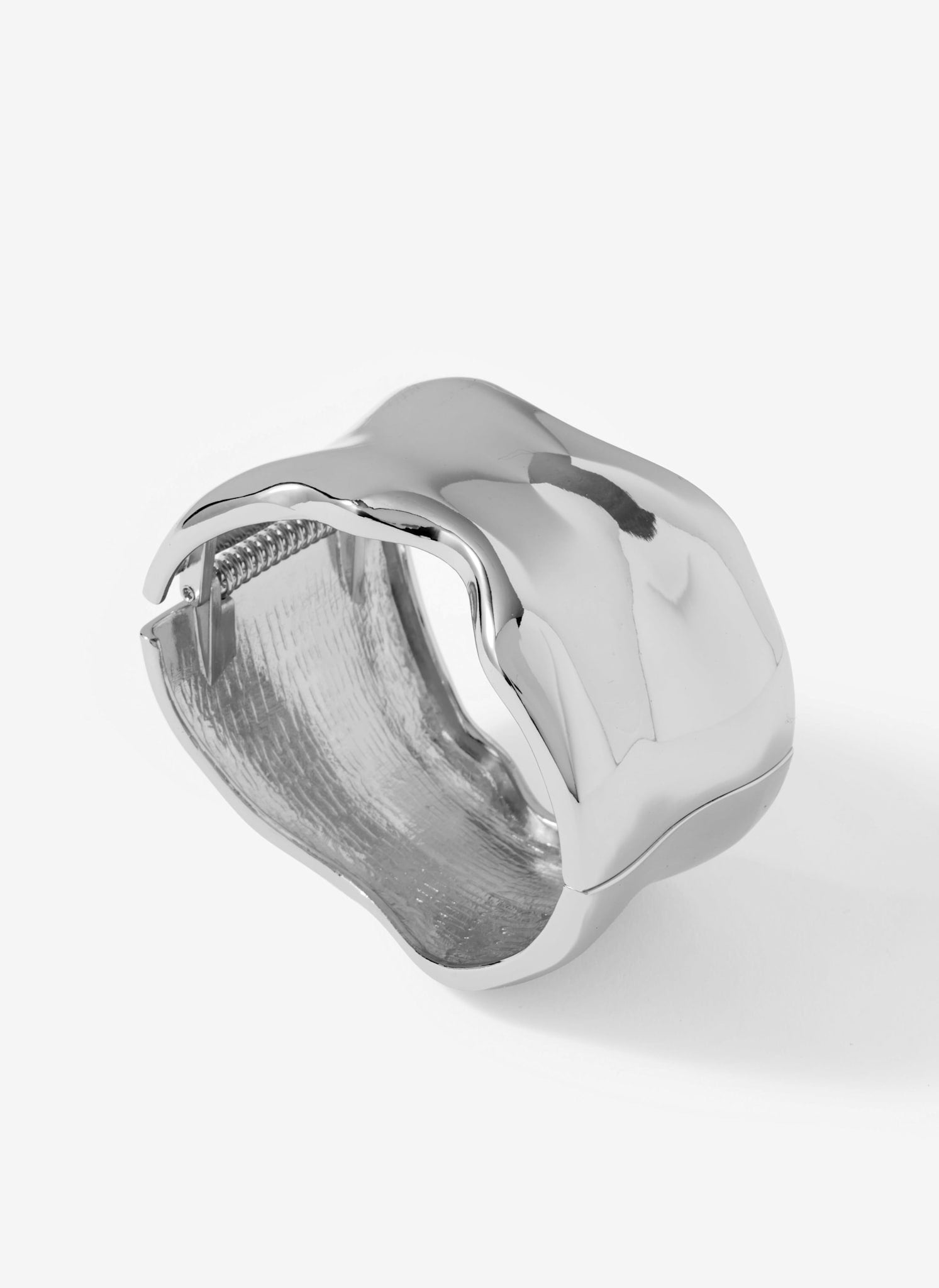 Silver Tone Clean Wave Bangle