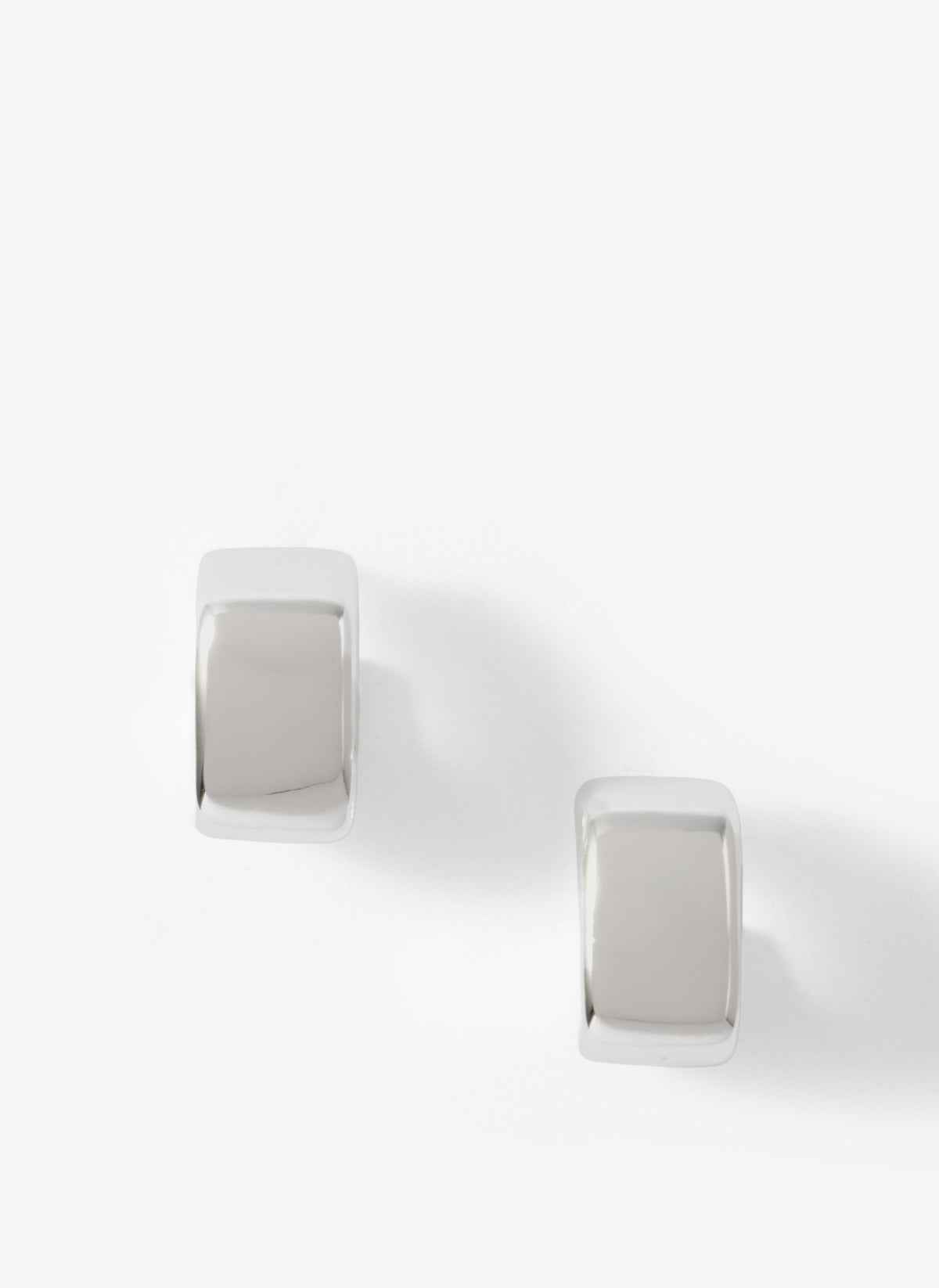 Silver Tone Mini Rounded Square Hoop Earrings