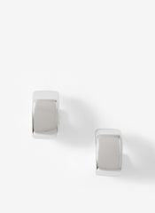 Silver Tone Mini Rounded Square Hoop Earrings