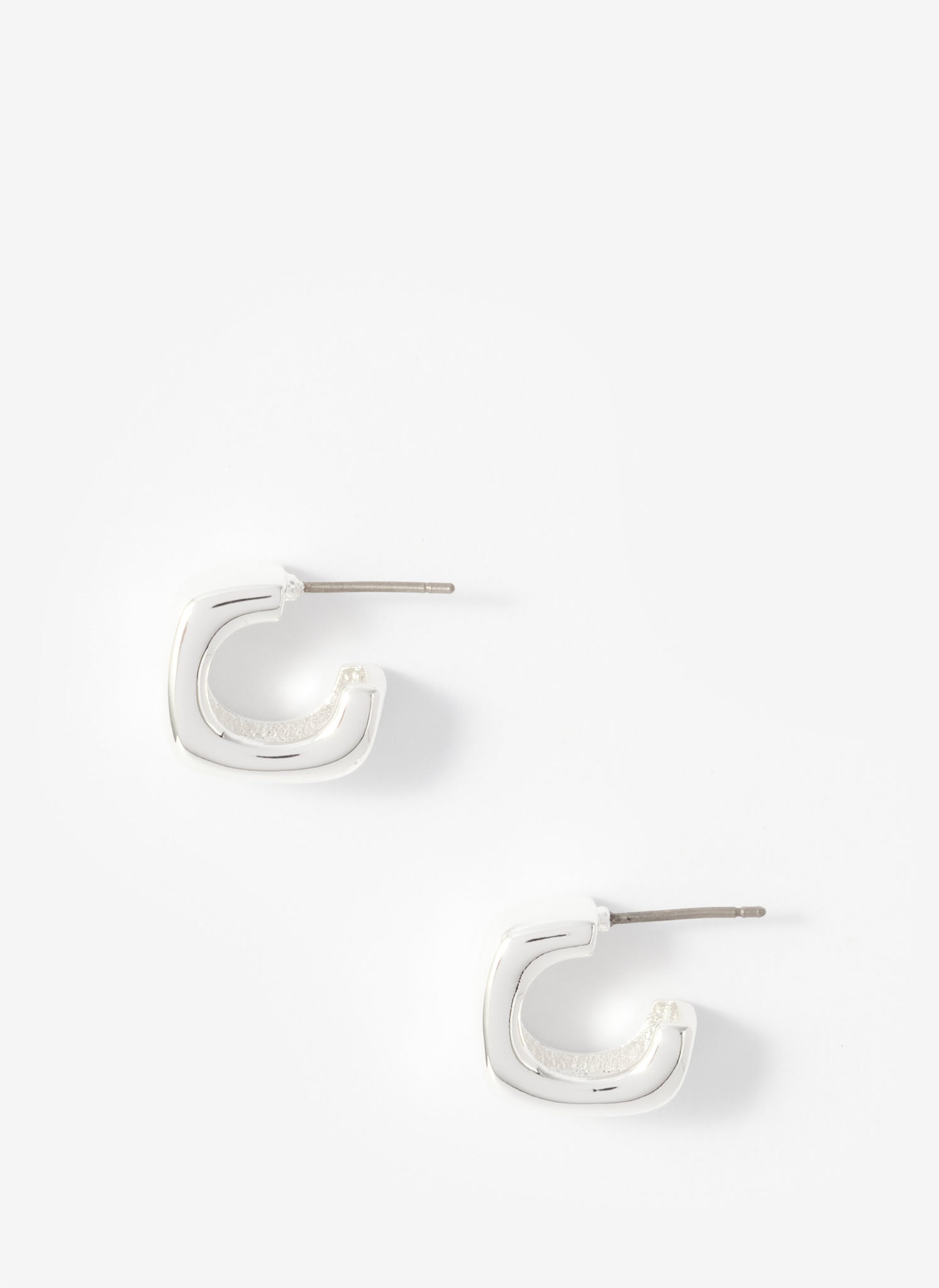 Silver Tone Mini Rounded Square Hoop Earrings