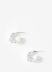 Silver Tone Mini Rounded Square Hoop Earrings