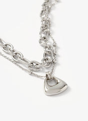 Silver Tone Double Layered Chain Necklace