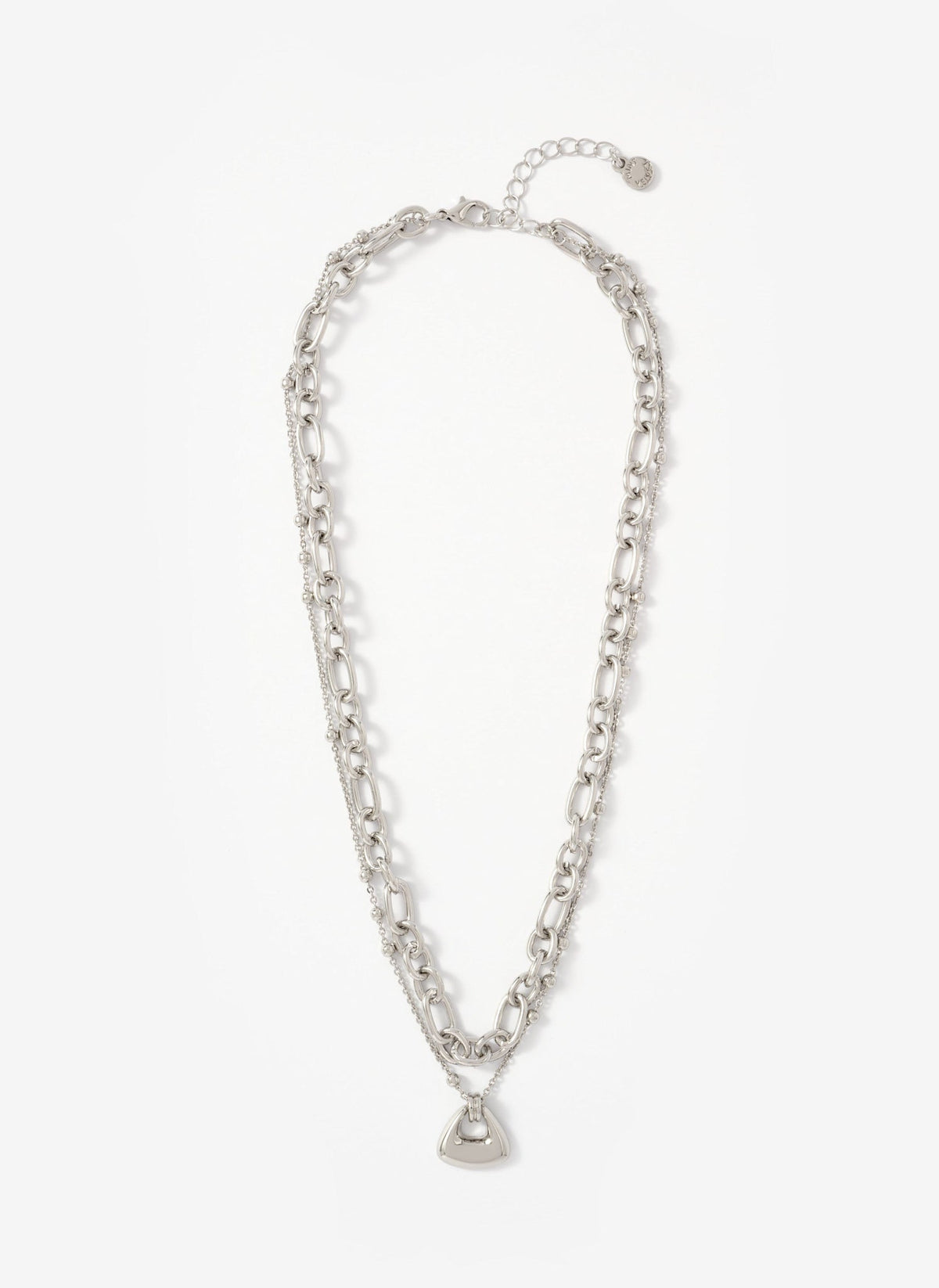 Silver Tone Double Layered Chain Necklace