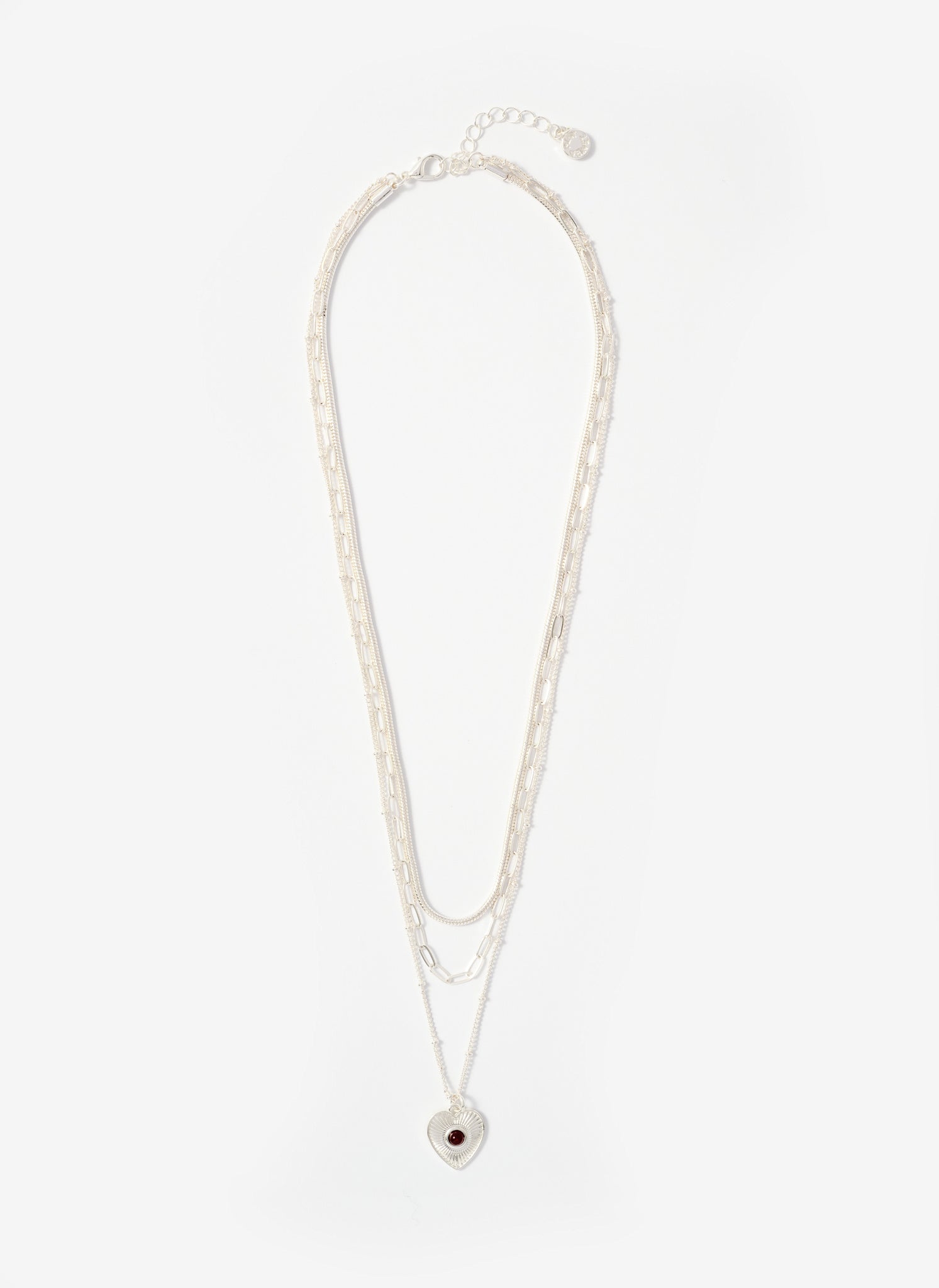Silver Tone Layered Heart Necklace