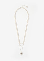 Silver Tone Layered Heart Necklace