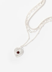 Silver Tone Layered Heart Necklace