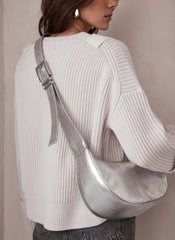 Frankie Silver Leather Sling Bag
