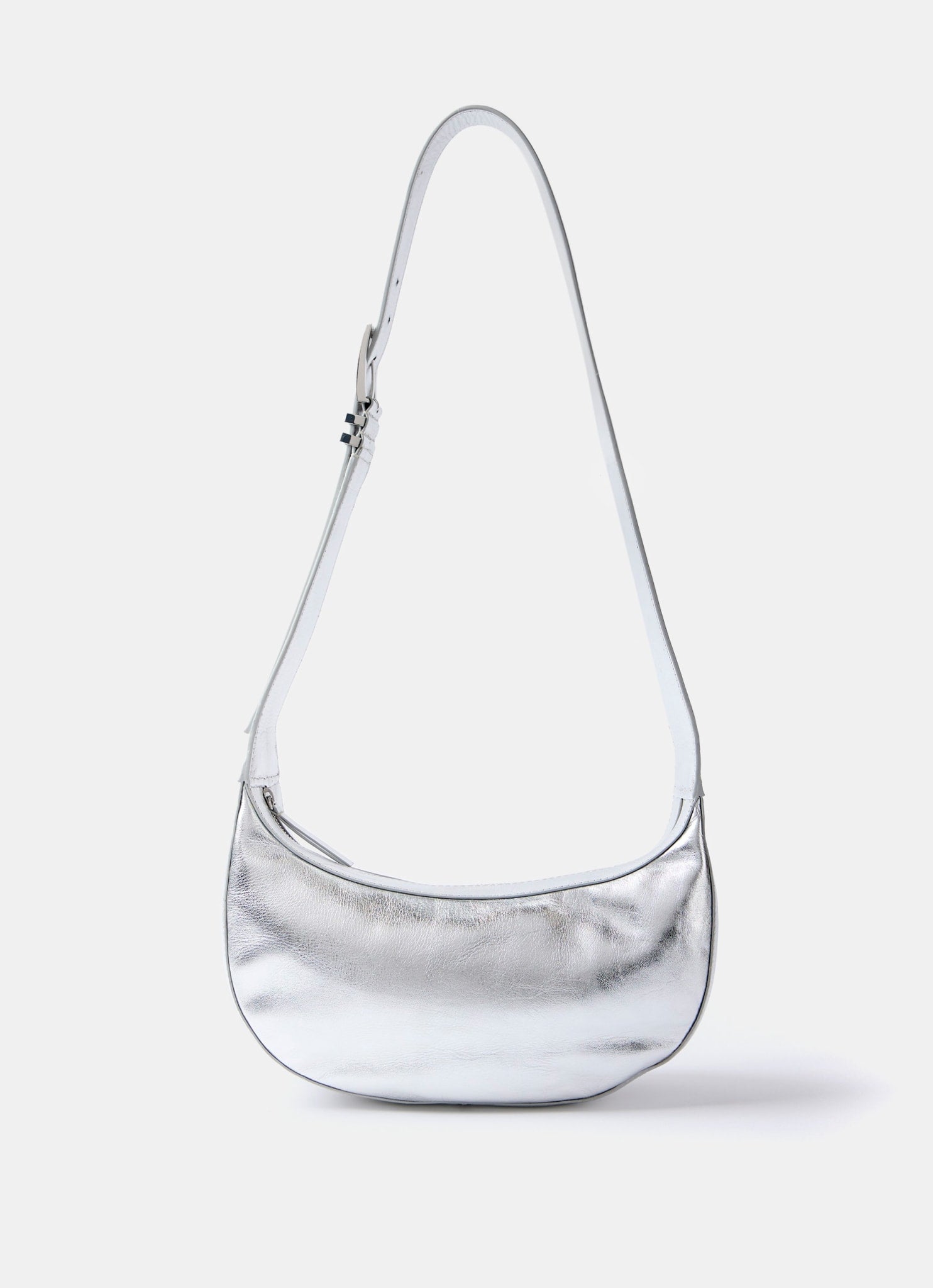 Frankie Silver Leather Sling Bag