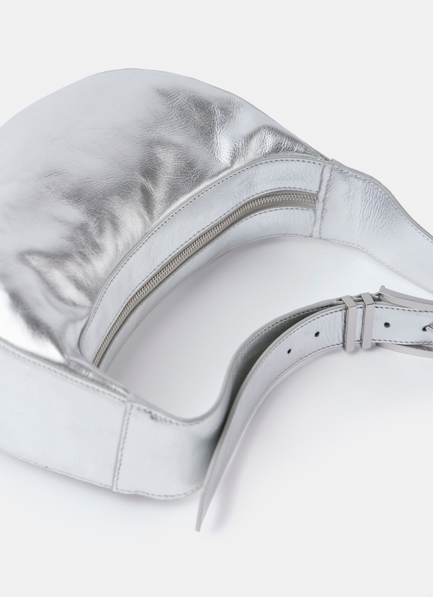Frankie Silver Leather Sling Bag
