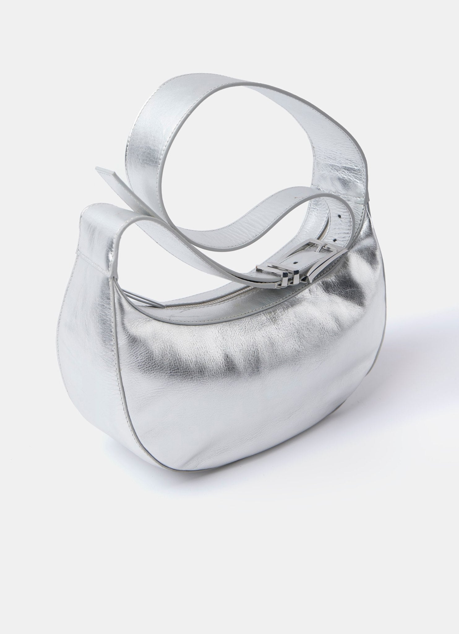 Frankie Silver Leather Sling Bag