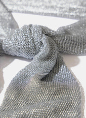 Silver Metallic Skinny Knit Scarf