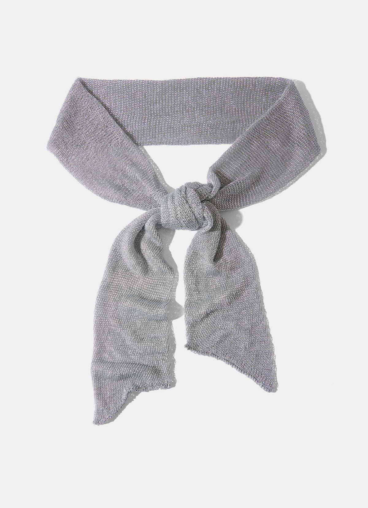 Silver Metallic Skinny Knit Scarf