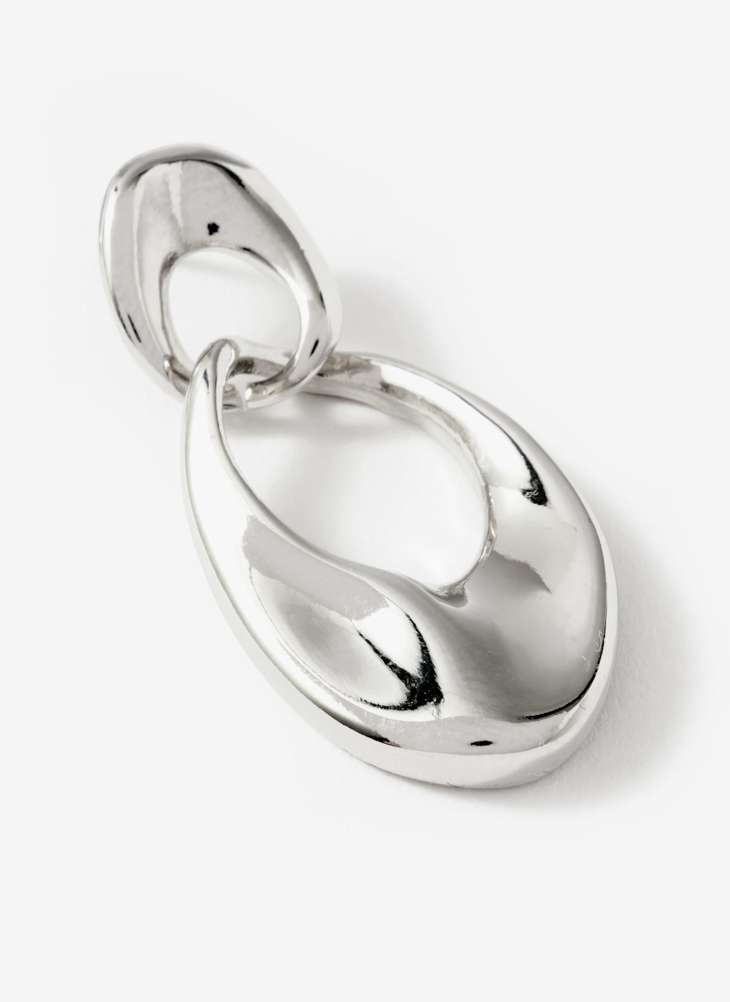 Silver Tone Hoop Link Earrings