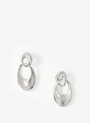 Silver Tone Hoop Link Earrings