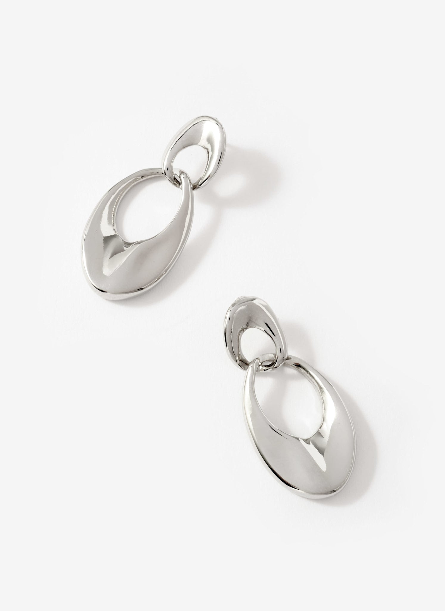 Silver Tone Hoop Link Earrings