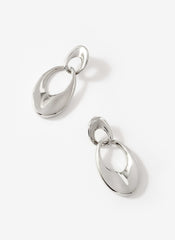 Silver Tone Hoop Link Earrings
