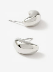 Silver Tone Mini Curve Earrings