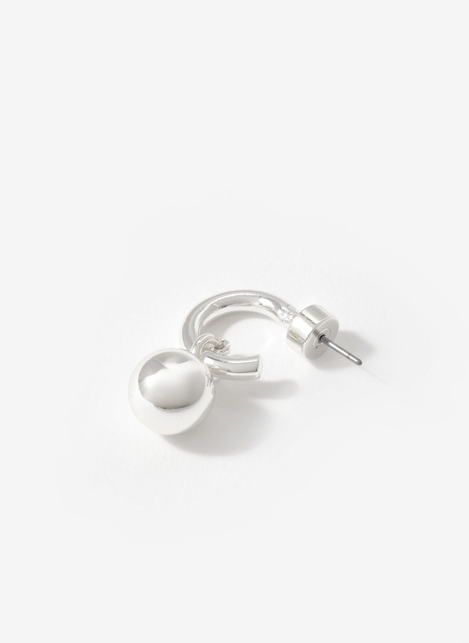 Silver Tone Sphere Hoop Earrings