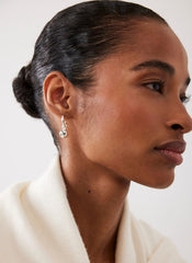 Silver Tone Sphere Hoop Earrings