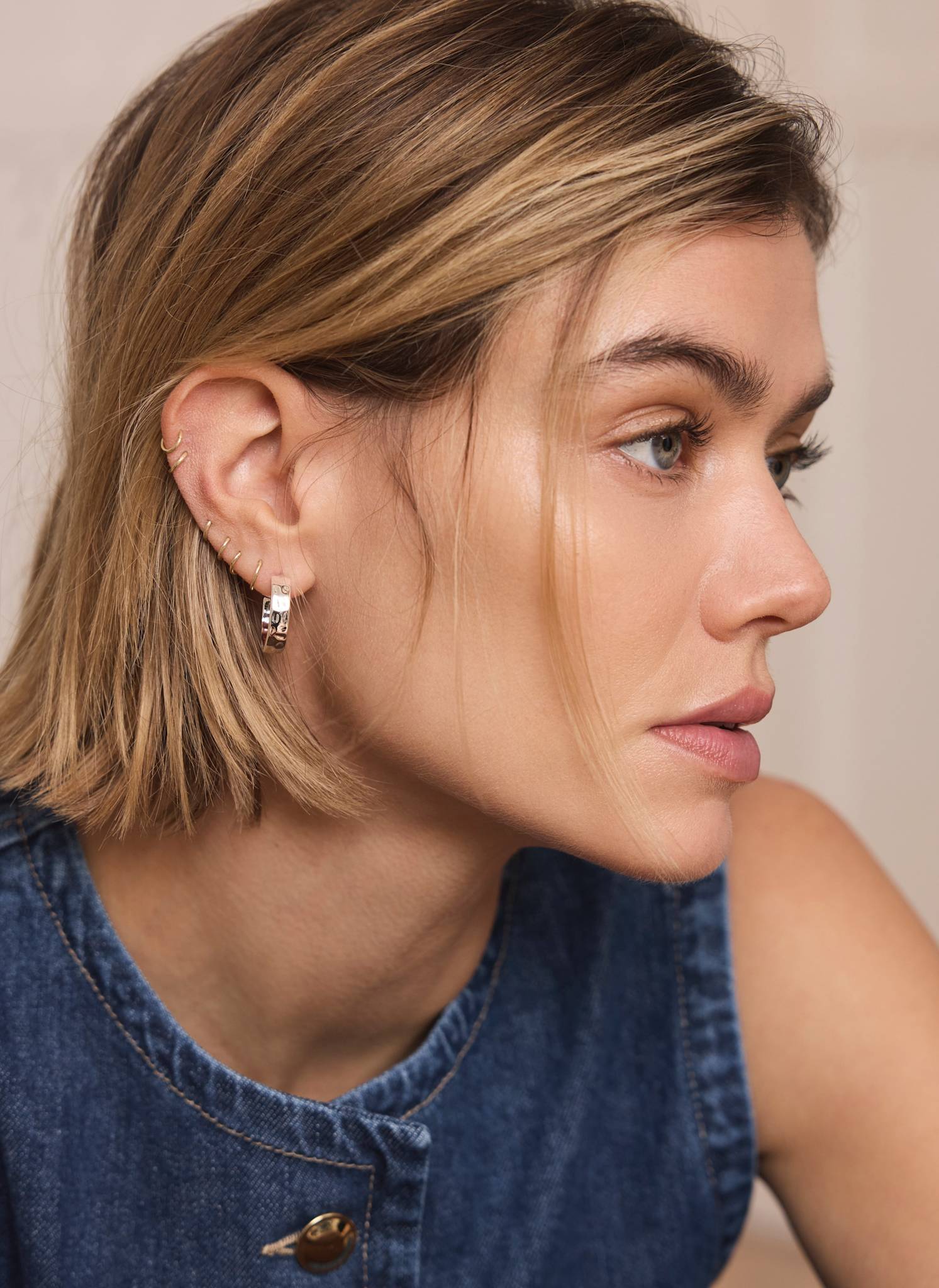 Silver Tone Textured Hoops