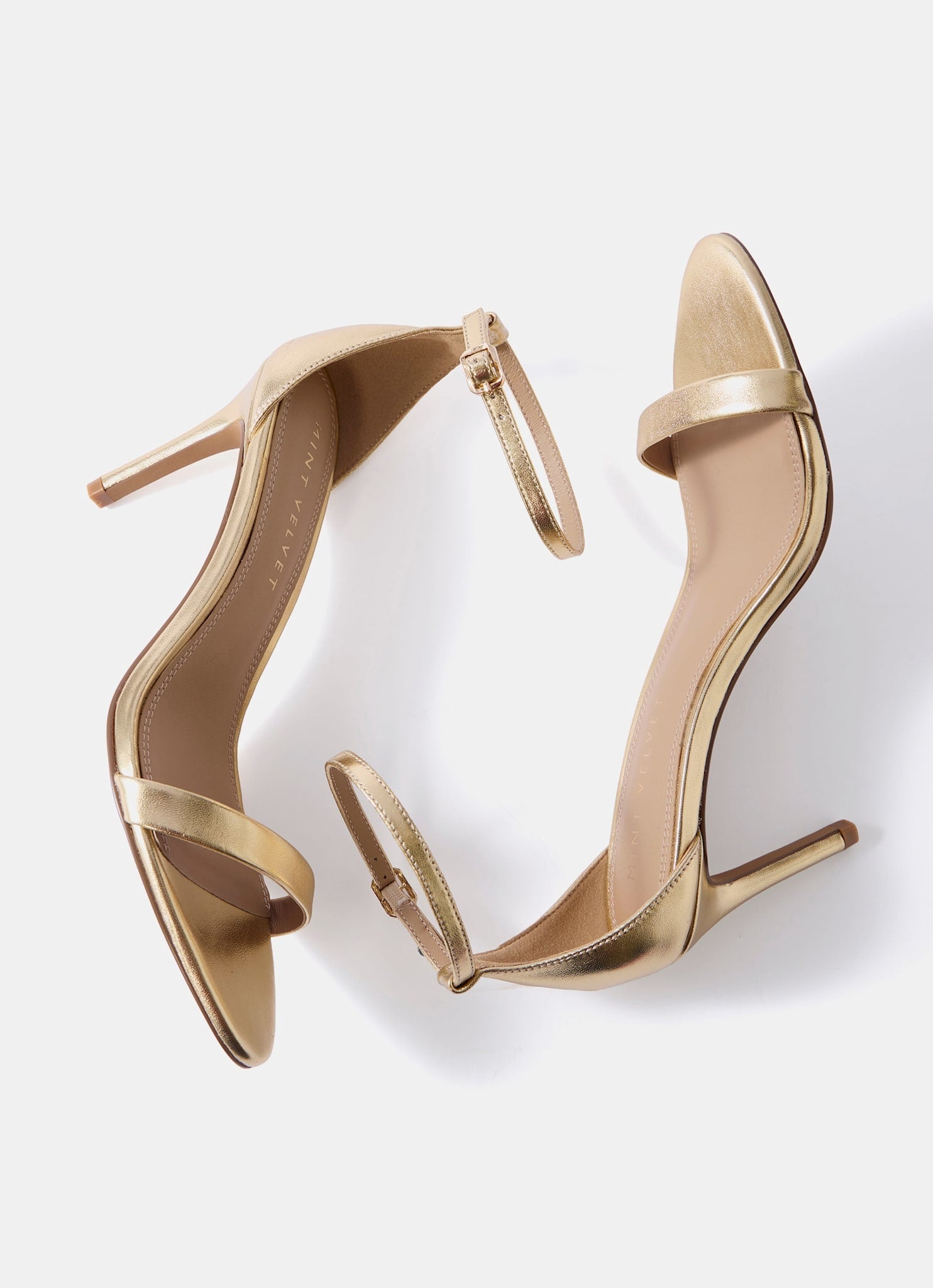 Skye Gold Leather Strappy High Heels