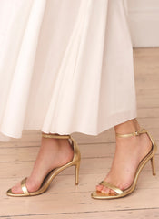 Skye Gold Leather Strappy High Heels
