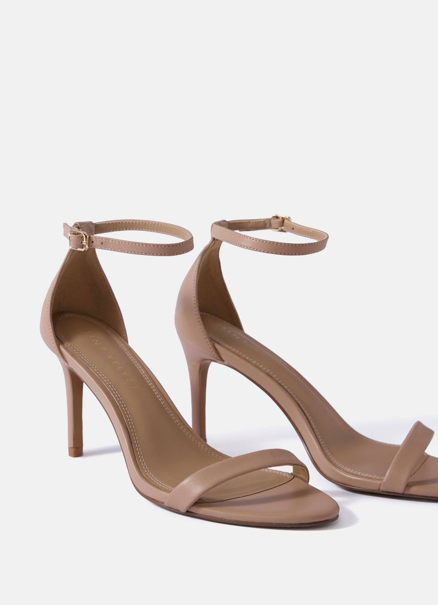 Skye Neutral Leather Strappy High Heels