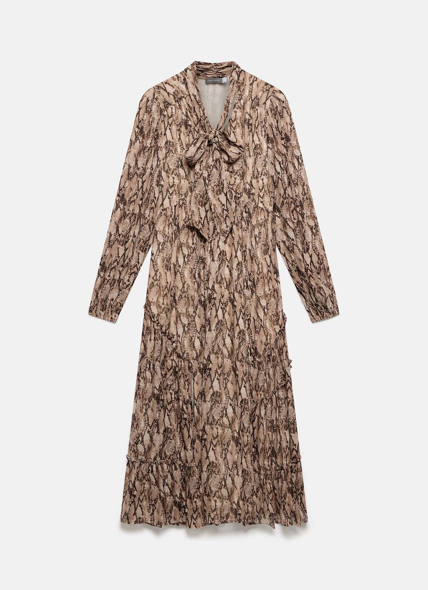 Brown Snake Print Midi Dress