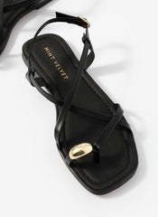 Sofia Black Leather Strappy Sandals