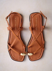 Sofia Tan Leather Strappy Sandals