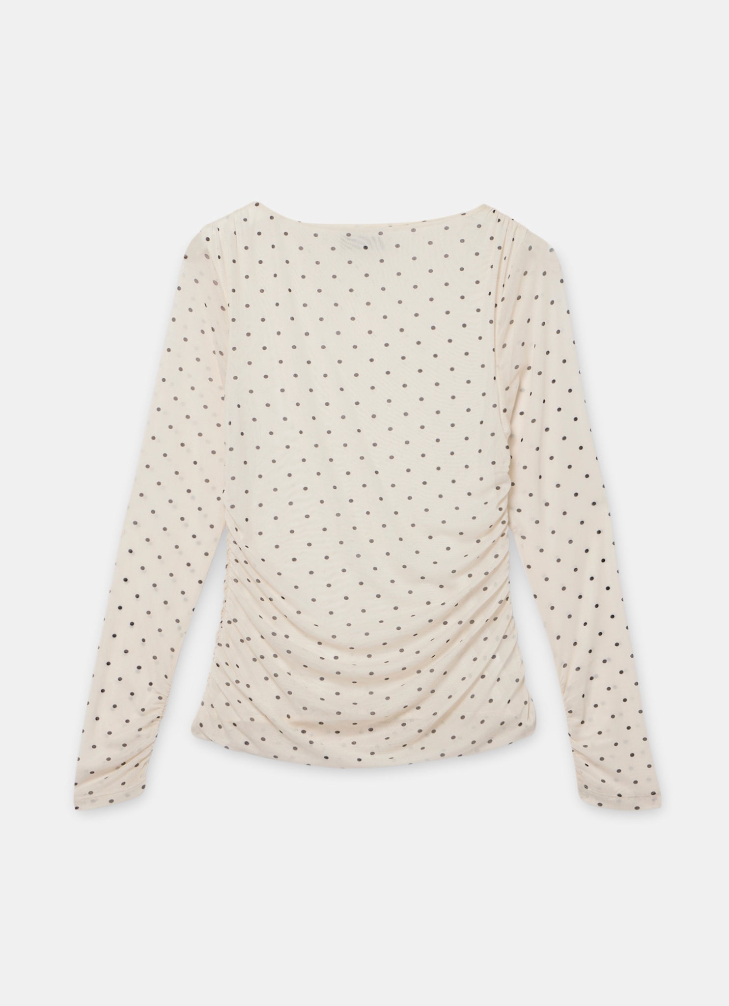 Cream Polka Dot Print Mesh Top