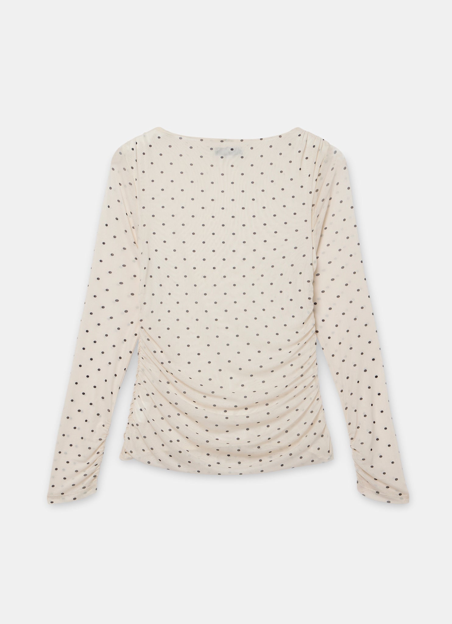 Cream Polka Dot Print Mesh Top
