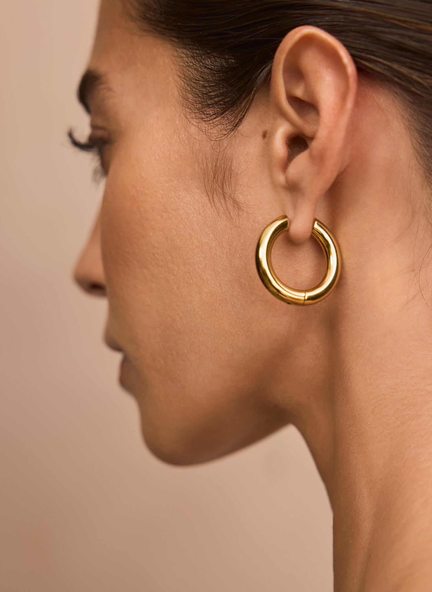 Gold Plated Stainless Steel Large Hoop Earrings