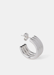 Silver Stainless Steel Ribbed Hoop Earrings
