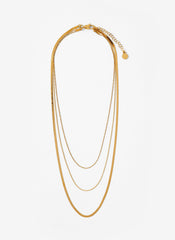 Gold Plated Stainless Steel Triple Layered Necklace