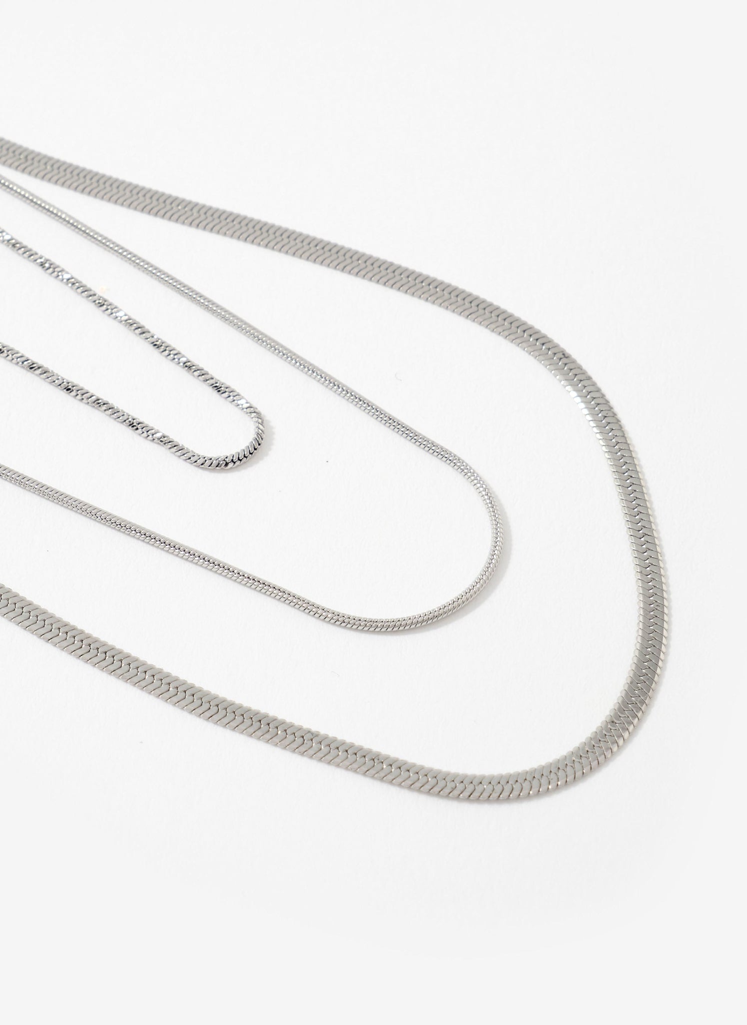 Silver Stainless Steel Triple Layered Necklace