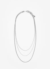 Silver Stainless Steel Triple Layered Necklace