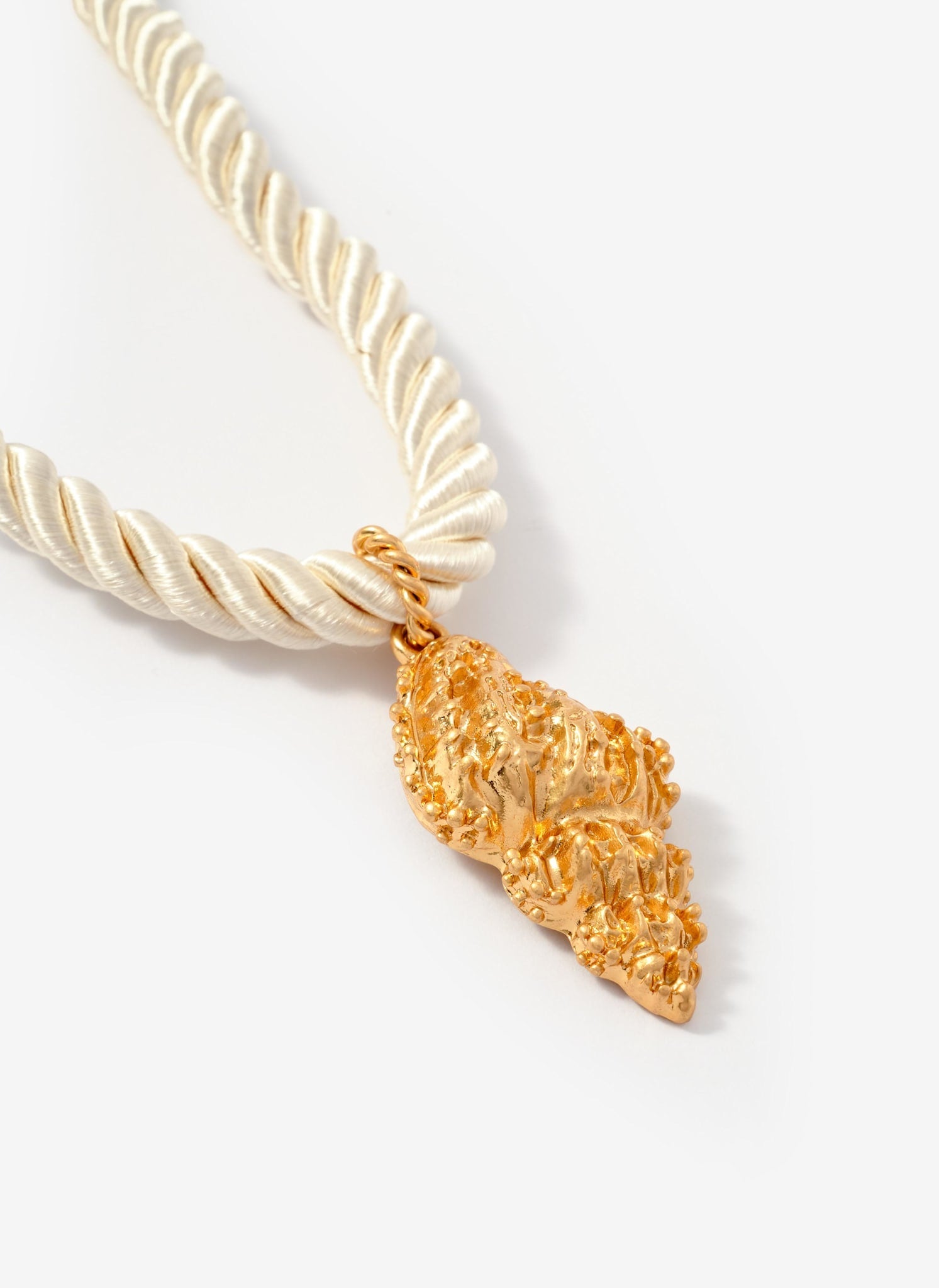 Gold Tone Statement Shell Rope Necklace