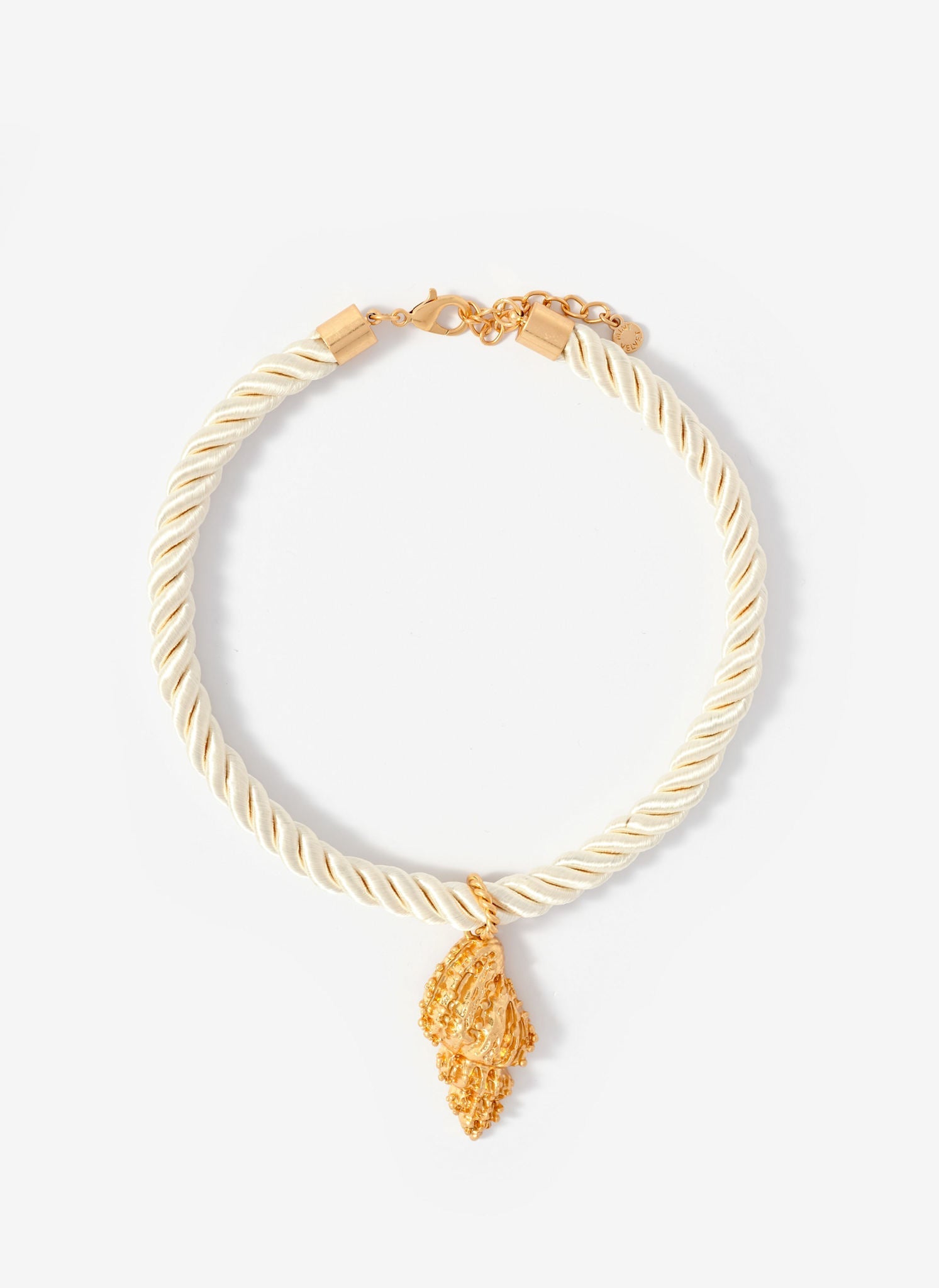 Gold Tone Statement Shell Rope Necklace