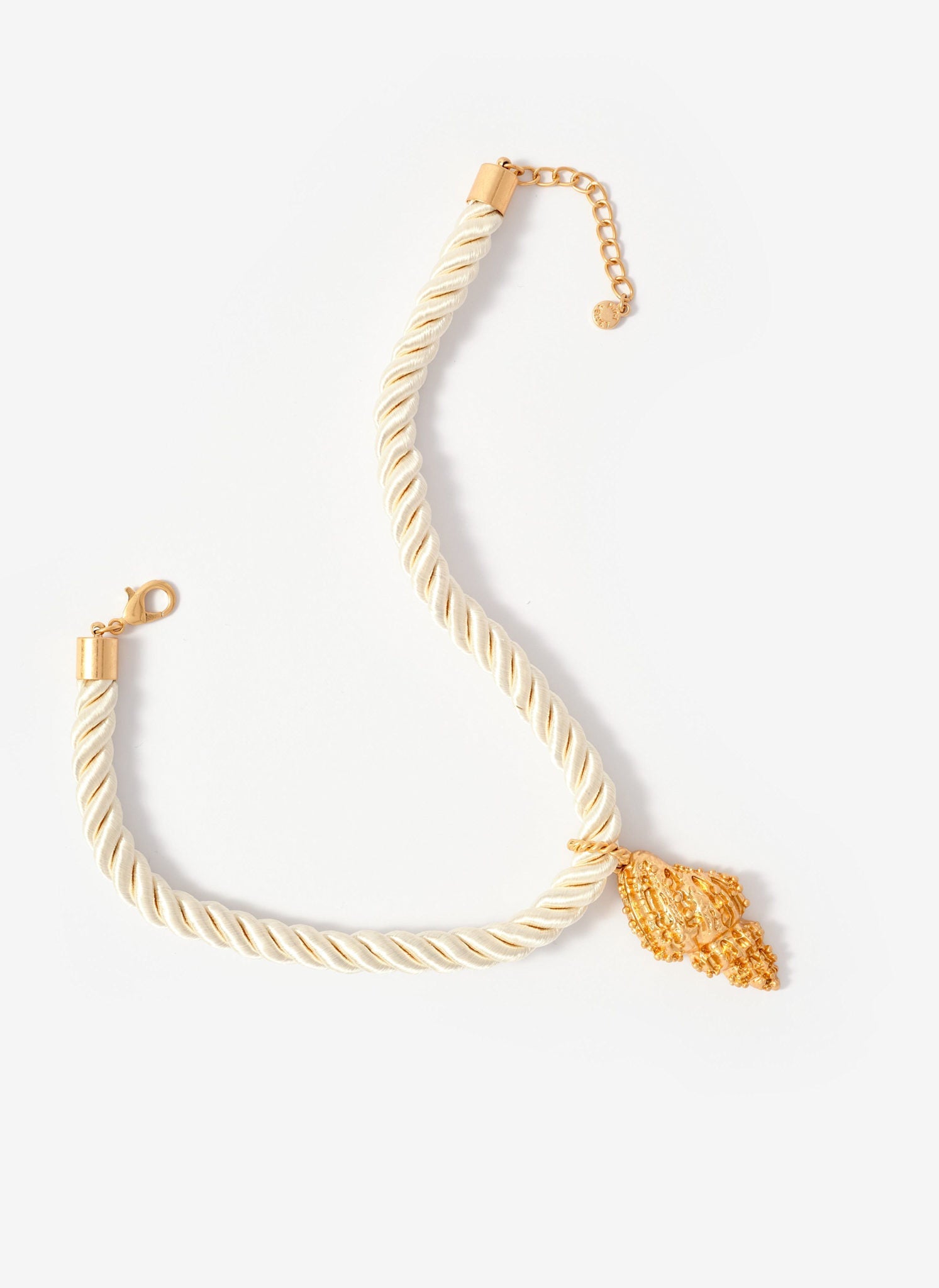 Gold Tone Statement Shell Rope Necklace